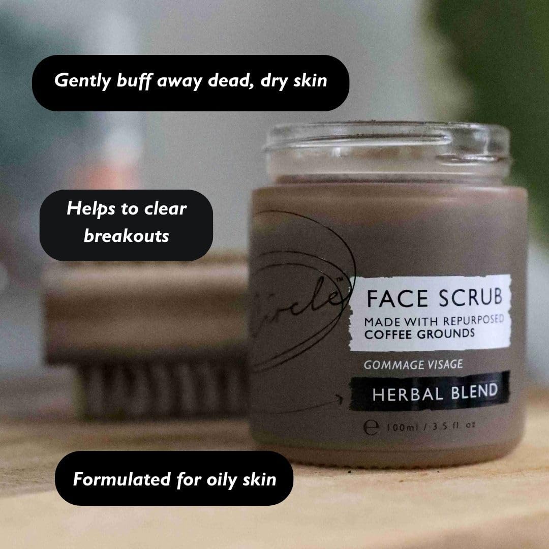 UpCircle Coffee Face Scrub - Herbal Blend For Oily, Combination + Spot Prone Skin 3.5oz - Tea Tree, Shea Butter, Coconut + Rosehip Oil - Natural, Vegan Face Exfoliator For Soft, Smooth Skin 3 UpCircle Coffee Face Scrub - Herbal Blend For Oily, Combination + Spot Prone Skin 3.5oz - Tea Tree, Shea Butter, Coconut + Rosehip Oil - Natural, Vegan Face Exfoliator For Soft, Smooth Skin - الصورة 3
