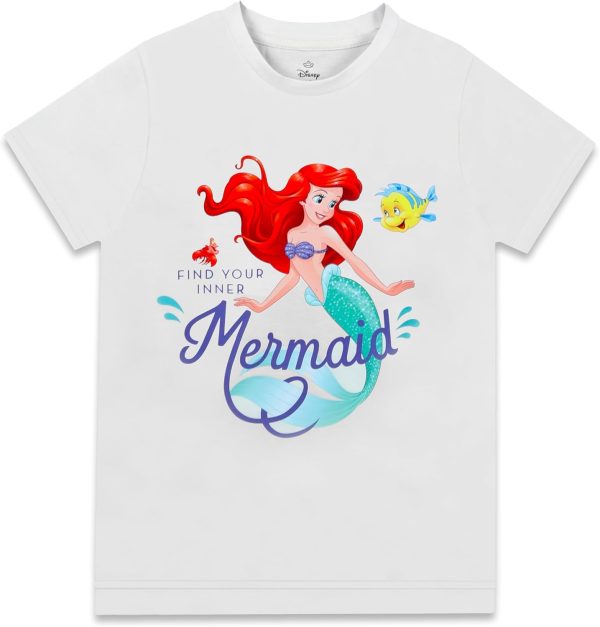 ⁦Disney Girls Disney Princess Mermaid Kids Girls Short Sleeves T-Shirt Western (pack of 1)⁩ - الصورة ⁦2⁩