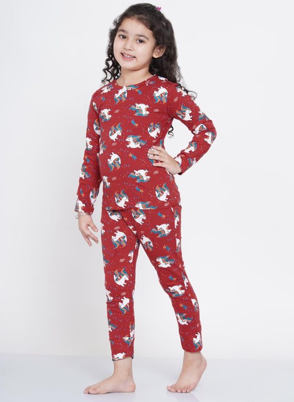 ⁦Lauren Smith Girl's Pajama Set Long Sleeve Top with pants 2 Piece Printed Sleepwear Cotton Girls Soft Pjs Lounge Set Kids nightwear sets⁩ - الصورة ⁦3⁩
