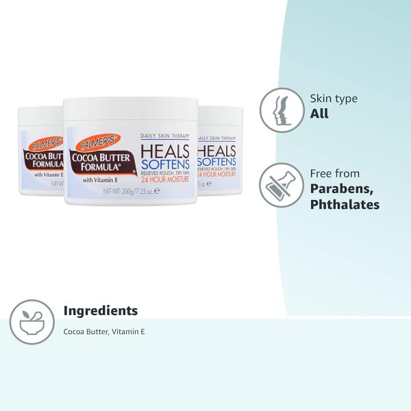 ⁦Palmer's Cocoa Butter Formula Daily Skin Therapy Solid Lotion with Vitamin E, Body Moisturizer for Extremely Dry Skin, Softens and Soothes, 7.25 Ounces (Pack of 3)⁩ - الصورة ⁦13⁩