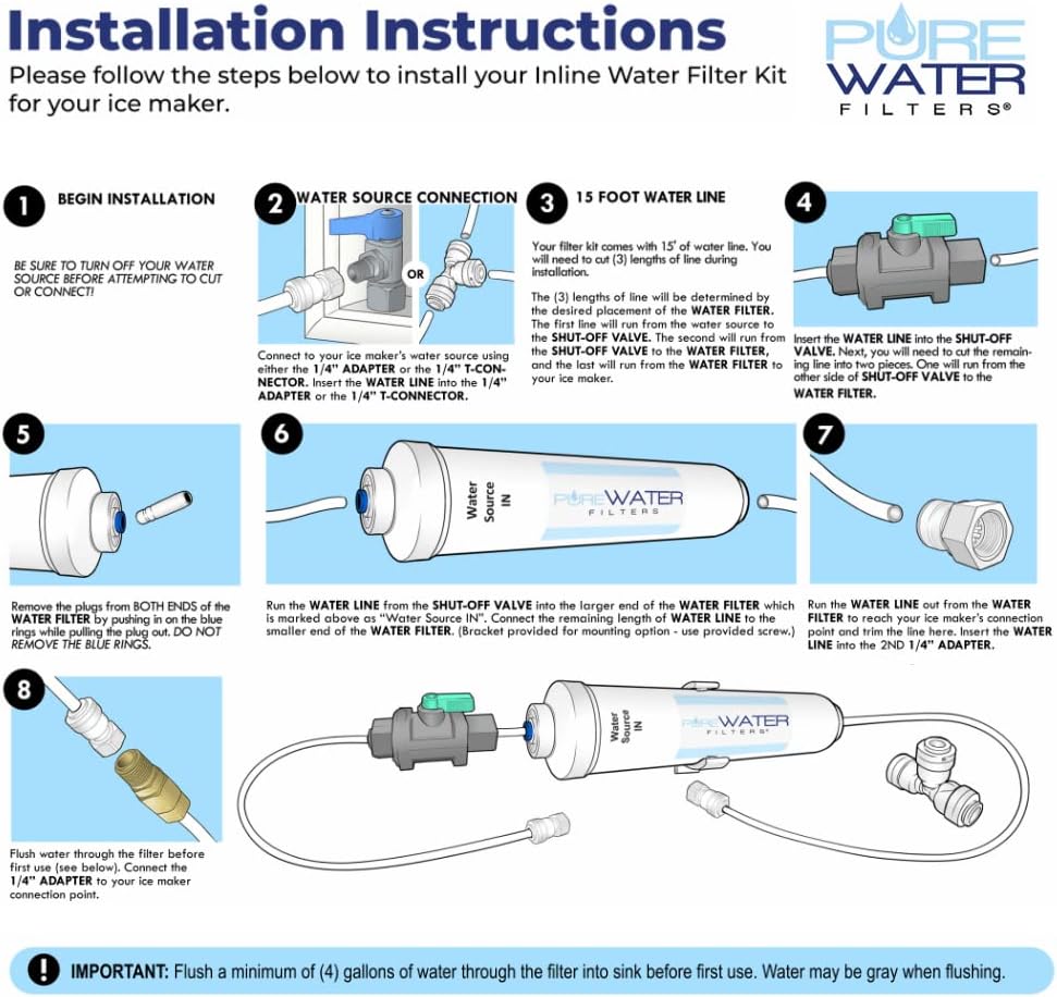 Inline Water Filter Kit for Ice Makers with 1/4" Tubing and a T-Connector 4 Inline Water Filter Kit for Ice Makers with 1/4" Tubing and a T-Connector - الصورة 4