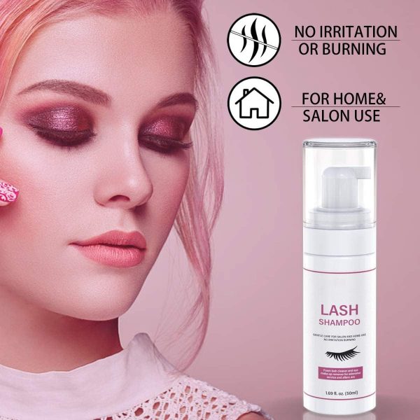 ⁦Eyelash Extension Cleanser Eyelid Foaming Cleanser Lash Foam Shampoo for Extensions, Oil, Paraben & Sulfate Free,100% Safe for Natural Lashes, Non-Irritating, Perfect for Professional Salon 1.69fl.oz⁩ - الصورة ⁦7⁩