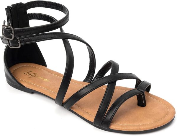 ⁦FUNKYMONKEY Women's Gladiator Strap Sandals Flat Fisherman Thong Cross Strappy Sandals⁩ - الصورة ⁦2⁩