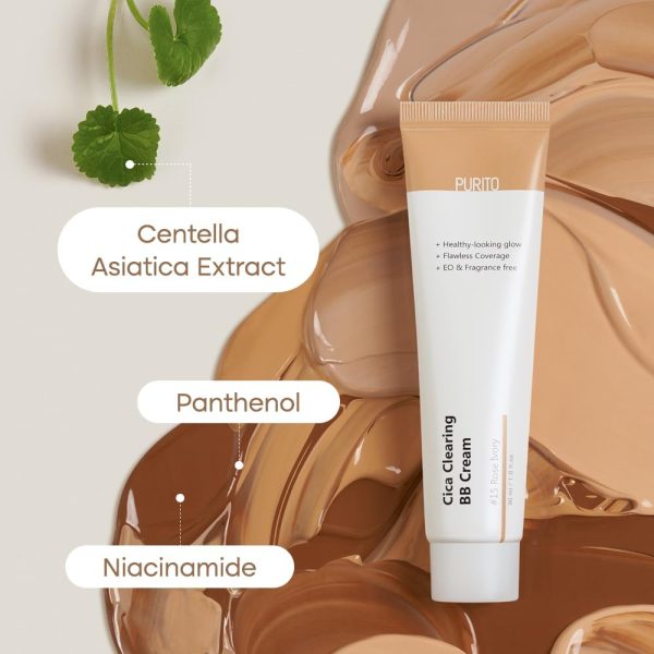 ⁦PURITO | Cica Clearing BB Cream, Natural Beige #23, 1 fl.oz/30ml, Vegan BB Cream, Foundation, Not Tested on Animals⁩ - الصورة ⁦5⁩