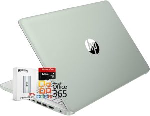 HP 14" HD Thin and Light Laptop, Intel Processor N150(Beat N4120), 8GB RAM, 256GB Storage(128GB UFC+128GB MicroSD), Office 365 1-Year, Copilot AI, WiFi 6, BT 5.4, W/128GB PSD, Win11 S, Willow Green