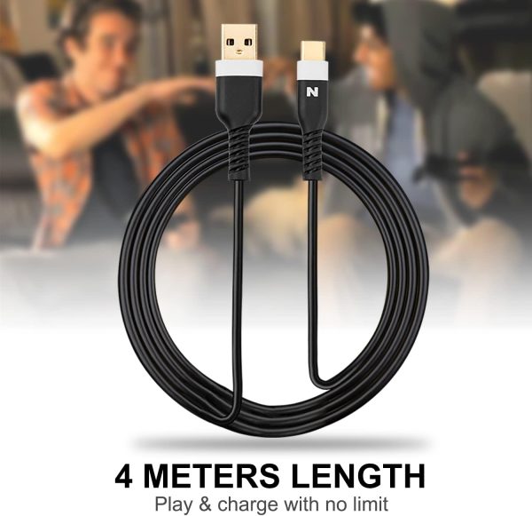 ⁦NiTHO Set Of 2 Charge and Play Cables Compatible with Playstation 5, Xbox Series X/S Controllers and Devices with Type C Interfaces, 4 Meters Extra Long Type-C Charger Cable (2 Cables, White)⁩ - الصورة ⁦3⁩