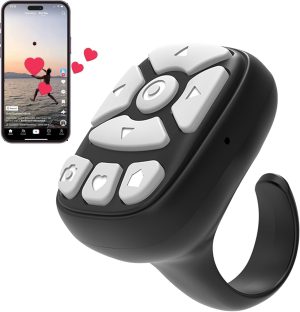 Tiktok Scrolling Ring, Bluetooth TIK Tok Remote Controll, Scroller for iPhone, iPad, Andriod S22 - Black