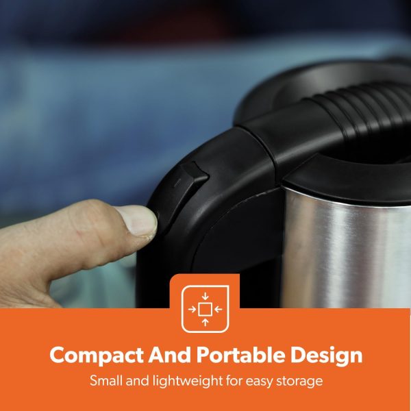 ⁦Geepas Stainless Steel Truck Kettle With 0.5L Capacity, GK38047 Concealed Heating Element Dry Boil & Overheating Protection ON/OFF Switch Indicator Light Auto Turn Off, Silver⁩ - الصورة ⁦7⁩