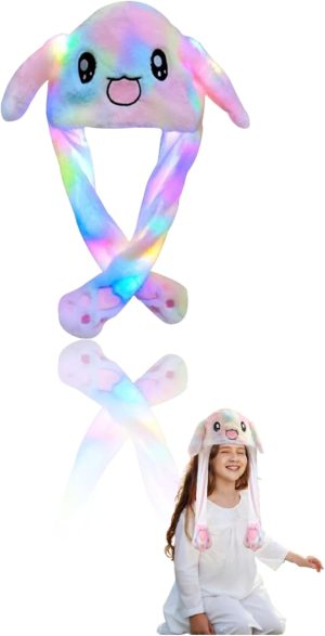 Honwor® Cute Animal Hat with Plush Ears - Moving Ear Flap Cap for Kids & Adults, for Dress Up, Cosplay, Parties, Christmas, Holiday Fun