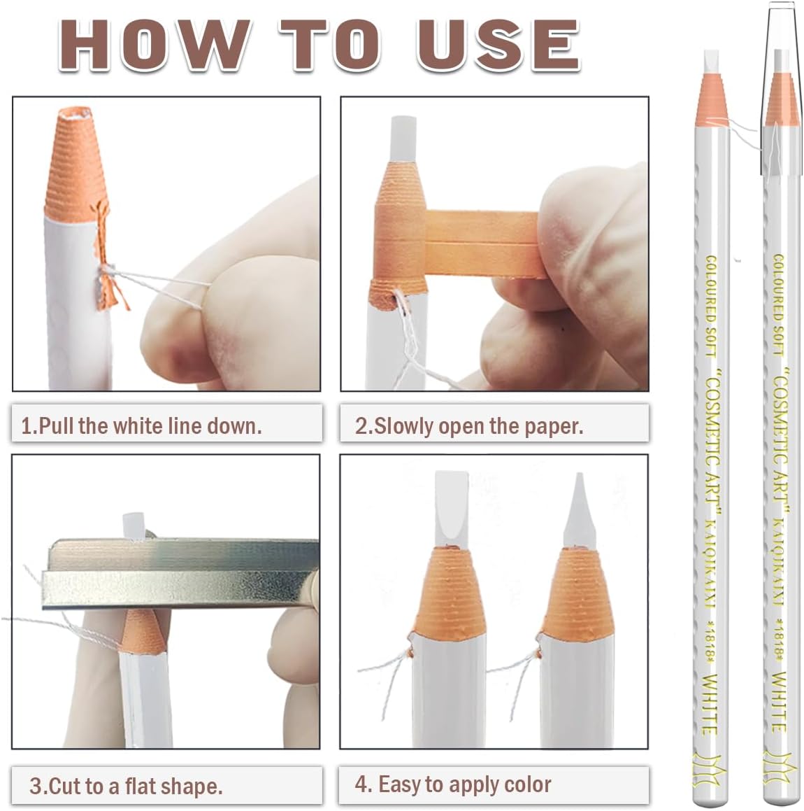 KAIQIKAIXI Tattoo Makeup And Microblading Supplies Kit-Permanent Eye Brow Liners For Marking In 5 Colors Waterproof Eyebrow Pencils Peel (white) 4 KAIQIKAIXI Tattoo Makeup And Microblading Supplies Kit-Permanent Eye Brow Liners For Marking In 5 Colors Waterproof Eyebrow Pencils Peel (white) - الصورة 4