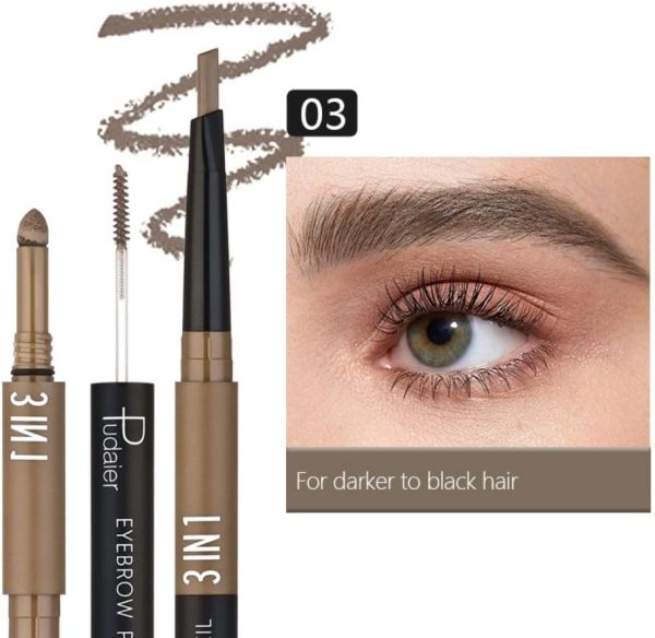⁦SKY-TOUCH 3 in 1 Eyebrow Pencil, Eyebrow Pencil Eyebrow Powder Eyebrow Cream Set WaterProof Last Longer (#03)⁩ - الصورة ⁦2⁩