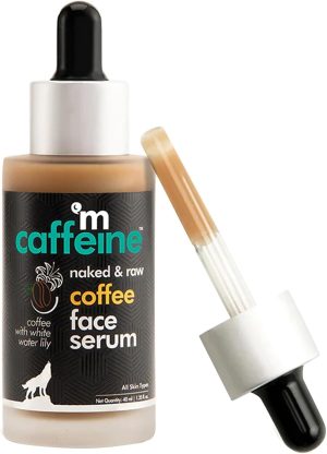 mCaffeine Coffee Face Serum (40ml) with Hyaluronic Acid and White Water Lily | Hydration and Sun Protection | Get Glowing Skin with Fresh Coffee Aroma