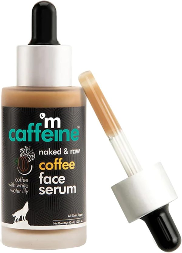 mCaffeine Coffee Face Serum (40ml) with Hyaluronic Acid and White Water Lily | Hydration and Sun Protection | Get Glowing Skin with Fresh Coffee Aroma