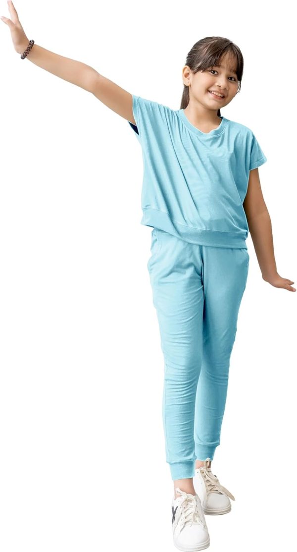 ⁦Selecta Now Kids Girls T-Shirt Top & Legging Set Soft Stretch Cotton Blend Casual Outfit Comfortable & Stylish Everyday Wear PJS Set Age 5-14 Years⁩ - الصورة ⁦4⁩