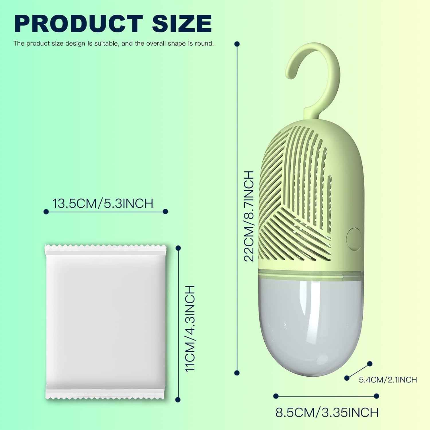 Hanging Moisture Absorber, 360° Ventilation Reusable Dehumidifier for Closet with 4 Refill Bags, Damp Rid Essentials for Wardrobes, Bedrooms and Bathrooms,(Green-2 Packs) 4 Hanging Moisture Absorber, 360° Ventilation Reusable Dehumidifier for Closet with 4 Refill Bags, Damp Rid Essentials for Wardrobes, Bedrooms and Bathrooms,(Green-2 Packs) - الصورة 4