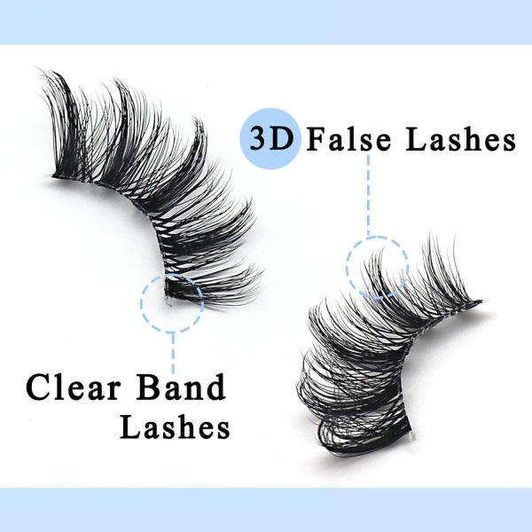 ⁦MAKINGTEC False Eyelashes - Half Lashes with Clear Band, Fluffy Volume, Soft 3D Wispy Lashes (10 Pairs)⁩ - الصورة ⁦2⁩