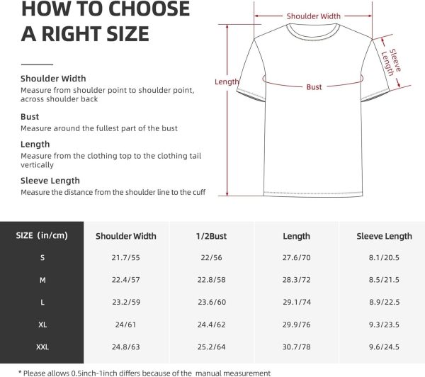 ⁦Joyidec Mens Graphic Cotton T-Shirts Tees Men's Crew Unisex Wash T-Shirts for Men or Women⁩ - الصورة ⁦3⁩