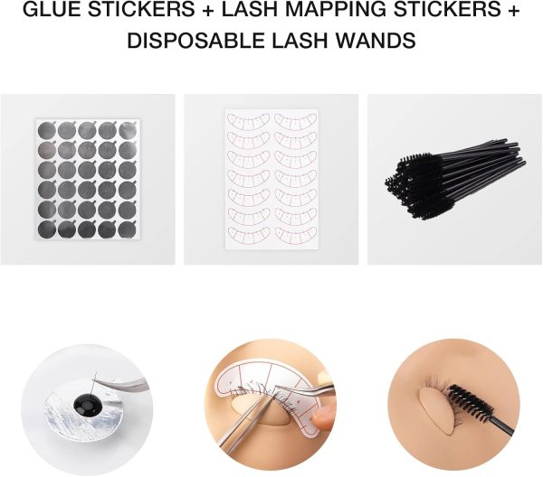 ⁦LASHVIEW Eyelash Extension Kit,Professional Eyelash Mannequin Head Kit with 4pc Removable Eyelids, Lash Kit for Eyelash Extensions Beginners,Training Makeup and Eyelash Graft⁩ - الصورة ⁦7⁩