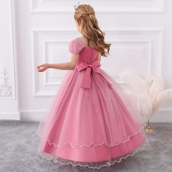 ⁦Off Shoulder Flower Girls Long Dress Wedding Party Prom Ball Gowns Bridesmaid Dresses⁩ - الصورة ⁦6⁩