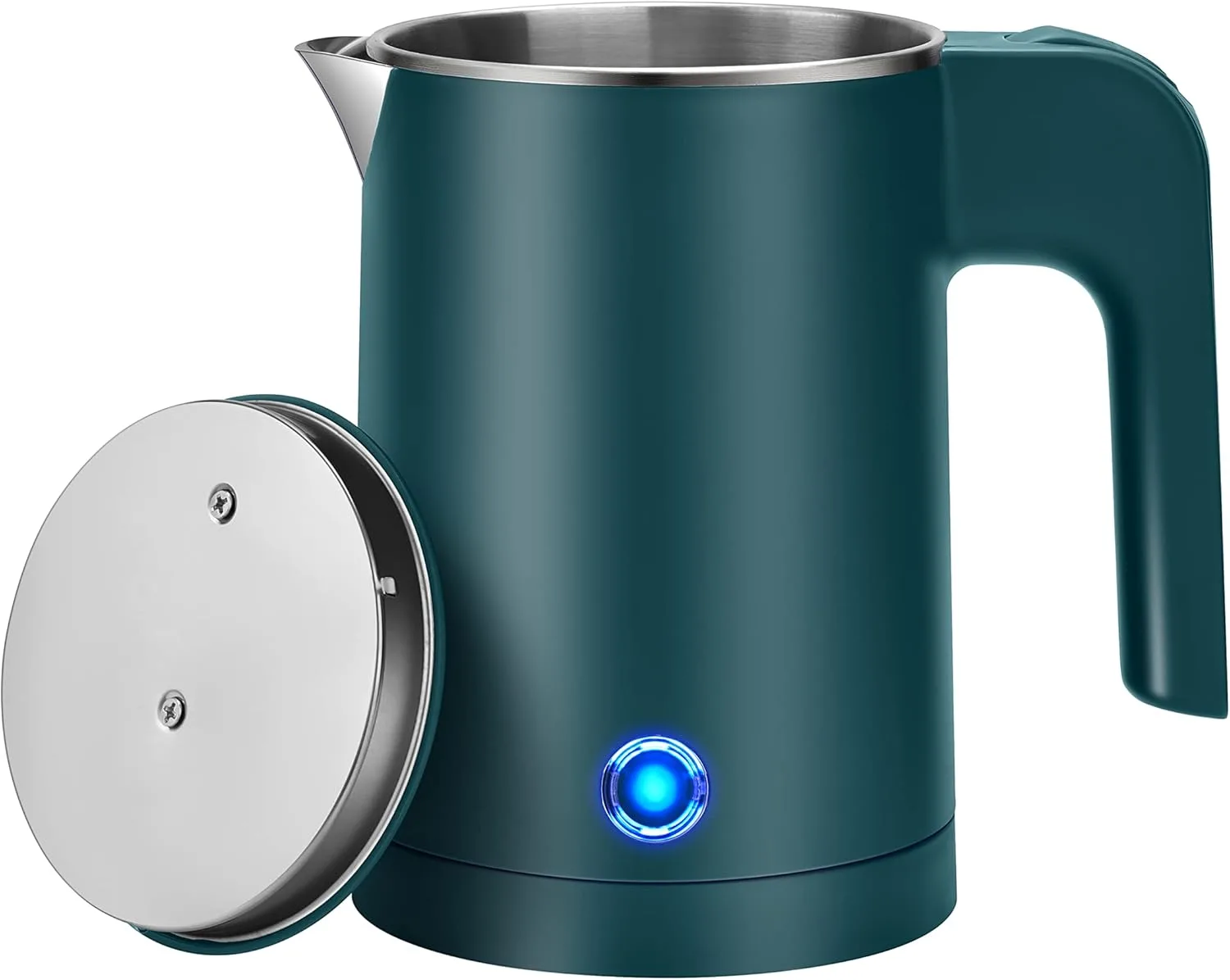 Small Electric Kettle Stainless Steel, 0.6L Portable Travel Kettle with Double Wall Construction, Mini Hot Water Boiler Heater, Electric Tea Kettle for Business Trip, Camping, Travel, Office (Green)