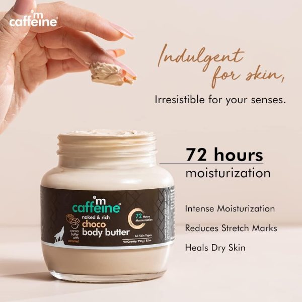 ⁦mCaffeine Naked & Rich Choco Body Butter| Cocoa Butter, Caramel | Deep Moisturizing | All Skin | Paraben & Mineral Oil Free | 250 g⁩ - الصورة ⁦3⁩