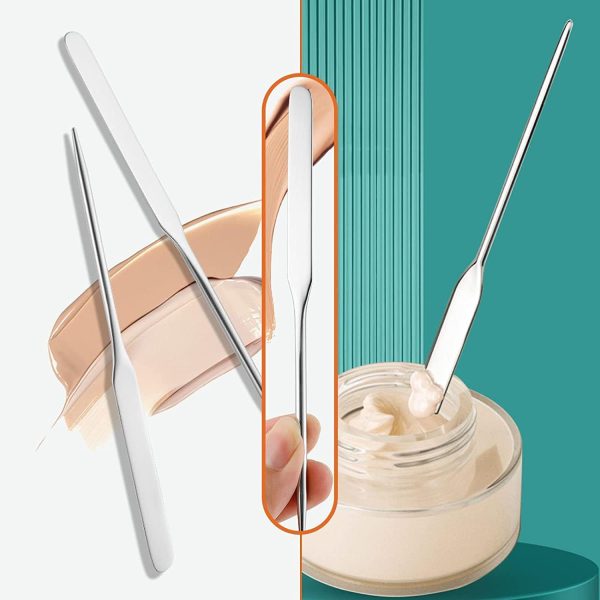 ⁦Boolygo Makeup Palette Stainless Steel Spatula with Palette, Stainless Steel Makeup Spatula and Palette Set, Professional Makeup Tool,Make Up Spatula Tool for Makeup Artist (3 in 1 Set)⁩ - الصورة ⁦9⁩
