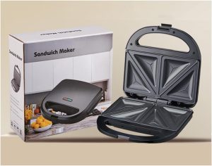 Sandwich Maker with Non-Stick Plates, Easy to Clean and Store, Perfect for Cooking Breakfast, Grilled Cheese, Tuna Melts and Snacks, Black A