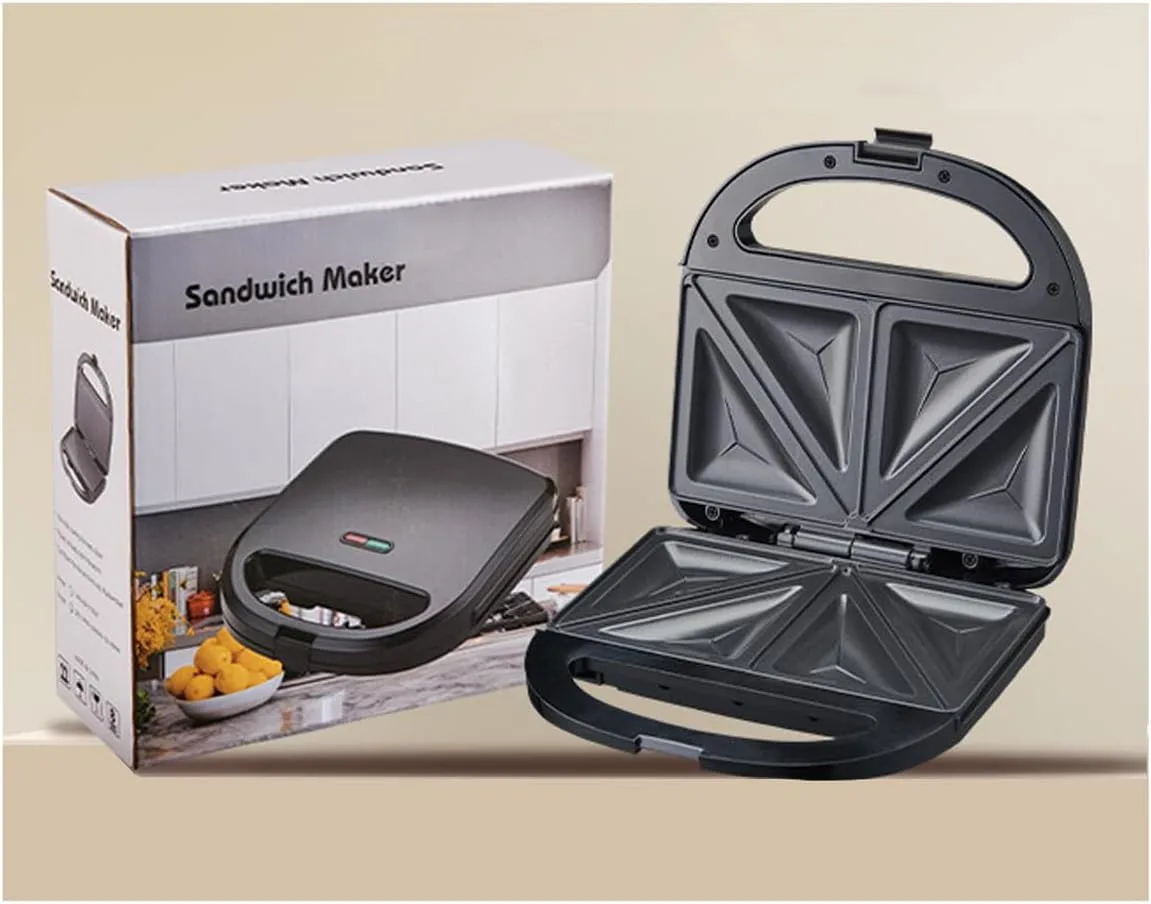 Sandwich Maker with Non-Stick Plates, Easy to Clean and Store, Perfect for Cooking Breakfast, Grilled Cheese, Tuna Melts and Snacks, Black A