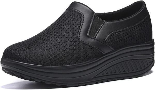 Rmbaby Running Shoes Women's Shoes High Heels Ladies Women's Sports Shoes Thick Soled Shoes Breathable Height Increasing Shoes (Color : Black, Shoe Size : 7.5)