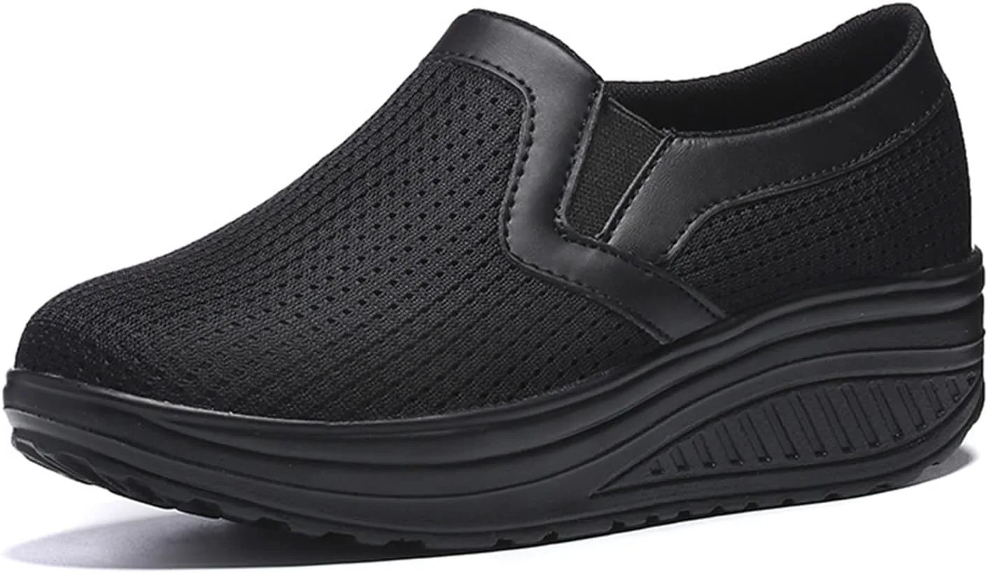 Rmbaby Running Shoes Women's Shoes High Heels Ladies Women's Sports Shoes Thick Soled Shoes Breathable Height Increasing Shoes (Color : Black, Shoe Size : 7.5)