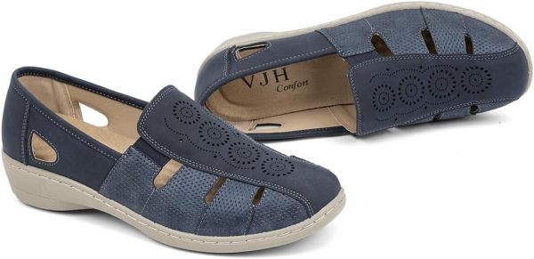 ⁦VJH confort Women’s Loafers, Slip-on Round Toe Light Weight Comfort Casual Walking Shoes⁩ - الصورة ⁦6⁩