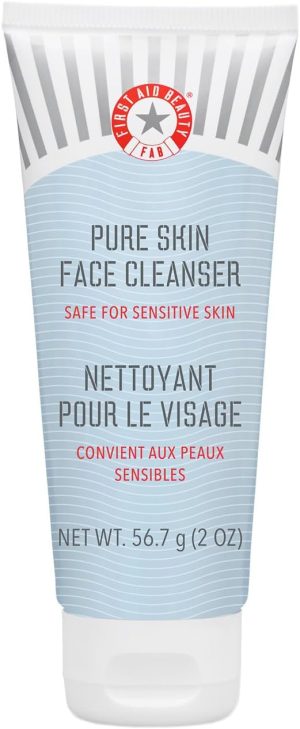 First Aid Beauty Pure Skin Face Cleanser, Sensitive Skin Cream Cleanser With Antioxidant Booster - 2 Oz. Travel Size, Multi, 2 Ounce (Pack of 1)