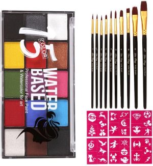 Tazweeq 15 Colour Water Based Face Paint, Body Paint, Face Paint Sets, Children's Face Painting Paint Quick Drying