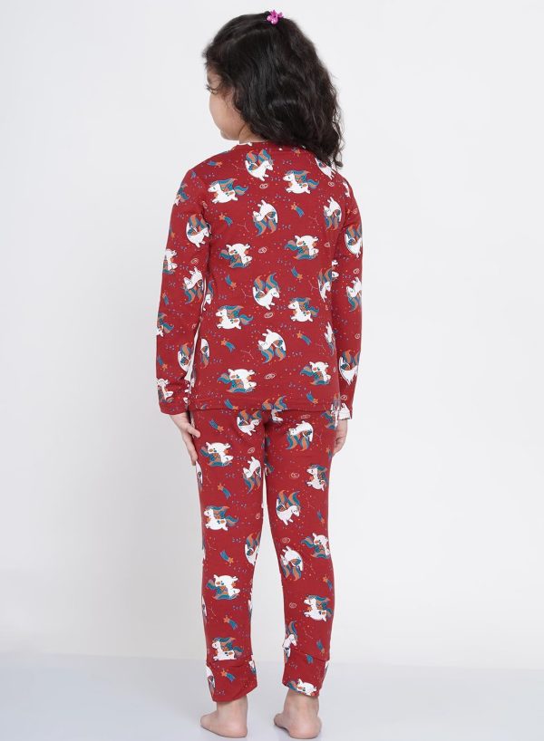 ⁦Lauren Smith Girl's Pajama Set Long Sleeve Top with pants 2 Piece Printed Sleepwear Cotton Girls Soft Pjs Lounge Set Kids nightwear sets⁩ - الصورة ⁦4⁩