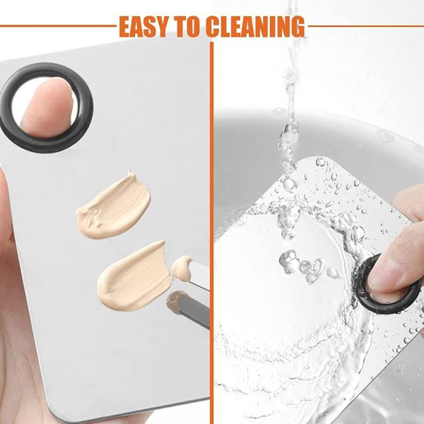 ⁦Boolygo Makeup Palette Stainless Steel Spatula with Palette, Stainless Steel Makeup Spatula and Palette Set, Professional Makeup Tool,Make Up Spatula Tool for Makeup Artist (3 in 1 Set)⁩ - الصورة ⁦5⁩