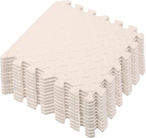 XnAsu 12 Pack Interlocking Floor Rug,Exercise Floor Mat,Gym Mat,Thick and Soft EVA Foam Floor Tile Matting for Baby, 12mm Thick Playmat for Home and Gym,30 * 30 * 1.2cm (12PCS Beige)