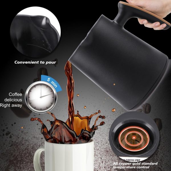 ⁦Labymos Electric Turkish Coffee Maker Machine with 250ml/1 Cup Coffee Pot Single Serve Espresso Maker 600W Heating Coffee Pot 5 Minute Quick Making with Induction -drip Function⁩ - الصورة ⁦7⁩