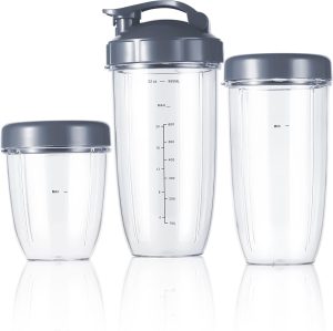NutriBullet Replacement Cup Kit - Short (18oz), Tall (24oz), Colossal (32oz) with Flip-Top & Stay-Fresh Lids
