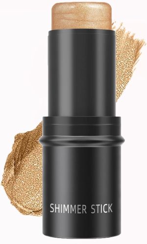Moisturizing Highlighter Stick for Face, Creamy Luminizer for Cheeks & Lips, Natural Glow Makeup Stick with Hydrating Formula, Suitable for Mature Skin, Portable Twist-Up Design