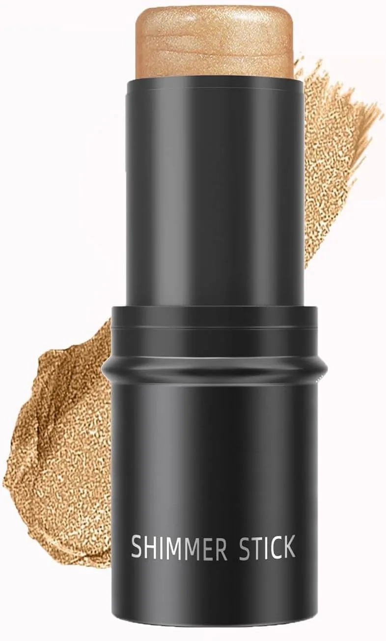 Moisturizing Highlighter Stick for Face, Creamy Luminizer for Cheeks & Lips, Natural Glow Makeup Stick with Hydrating Formula, Suitable for Mature Skin, Portable Twist-Up Design