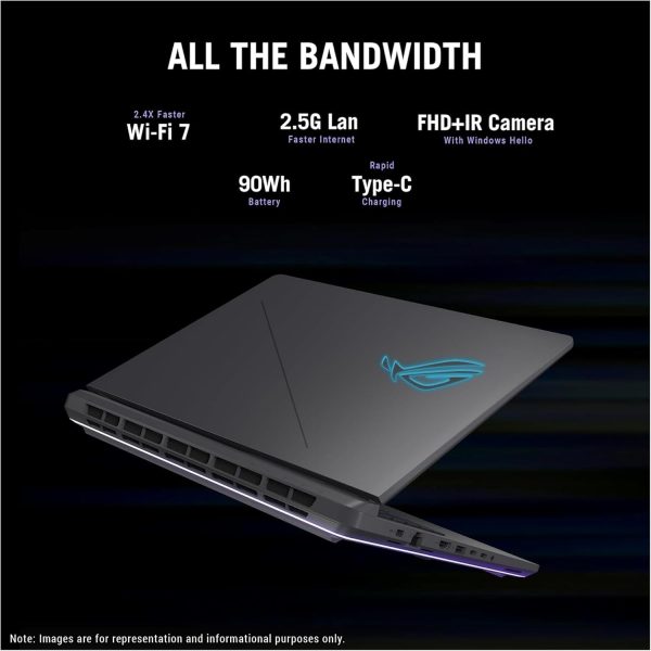 ⁦ASUS ROG Strix G16 Gaming Laptop, Intel i7-14650HX, 32 GB DDR5 RAM, 2 TB PCIe SSD, 16” FHD+ (1920x1200) Display, Nvidia G-Force RTX 5060, 4-Zone RGB Keyboard, W11 Pro, Eclipse Gray⁩ - الصورة ⁦5⁩