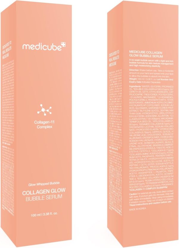 ⁦Medicube Collagen Glow Bubble Serum - Fast-absorbing bubble-type serum that gives you 24h Glow & Lifted Look - Korean skincare (3.38fl.oz.)⁩ - الصورة ⁦9⁩