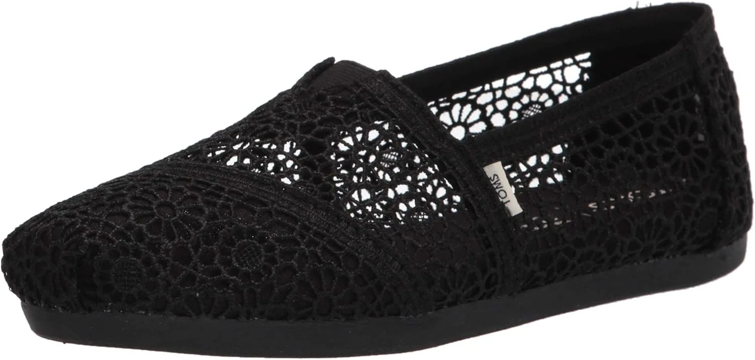 TOMS Womens 10016254 Blk Moroccan Crochet Wm Alpr Espblack