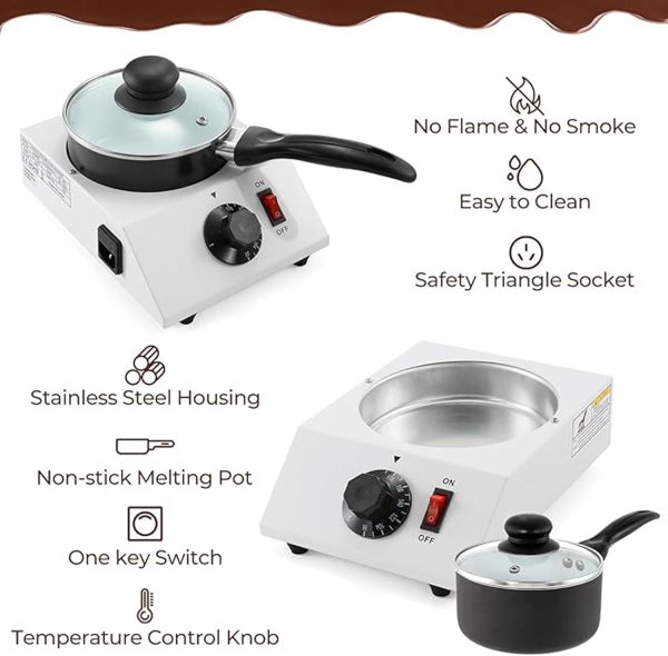 ⁦Electric Chocolate Warmer Melting Pot, Chocolate Fountain Tempering Machine, Professional Chocolate Melter, 1L Capacity Melting Pot for Chocolate Candy Caramel Butter Cheese (Single Pot)⁩ - الصورة ⁦3⁩