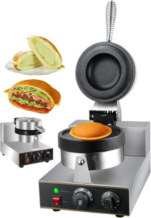 1300W Electric Burger Making Machine, Stainless Steel Panini Sandwich Hot Press Machine, No Coating, Temperature/Time Control