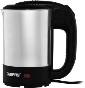 Geepas Stainless Steel Truck Kettle With 0.5L Capacity, GK38047 Concealed Heating Element Dry Boil & Overheating Protection ON/OFF Switch Indicator Light Auto Turn Off, Silver