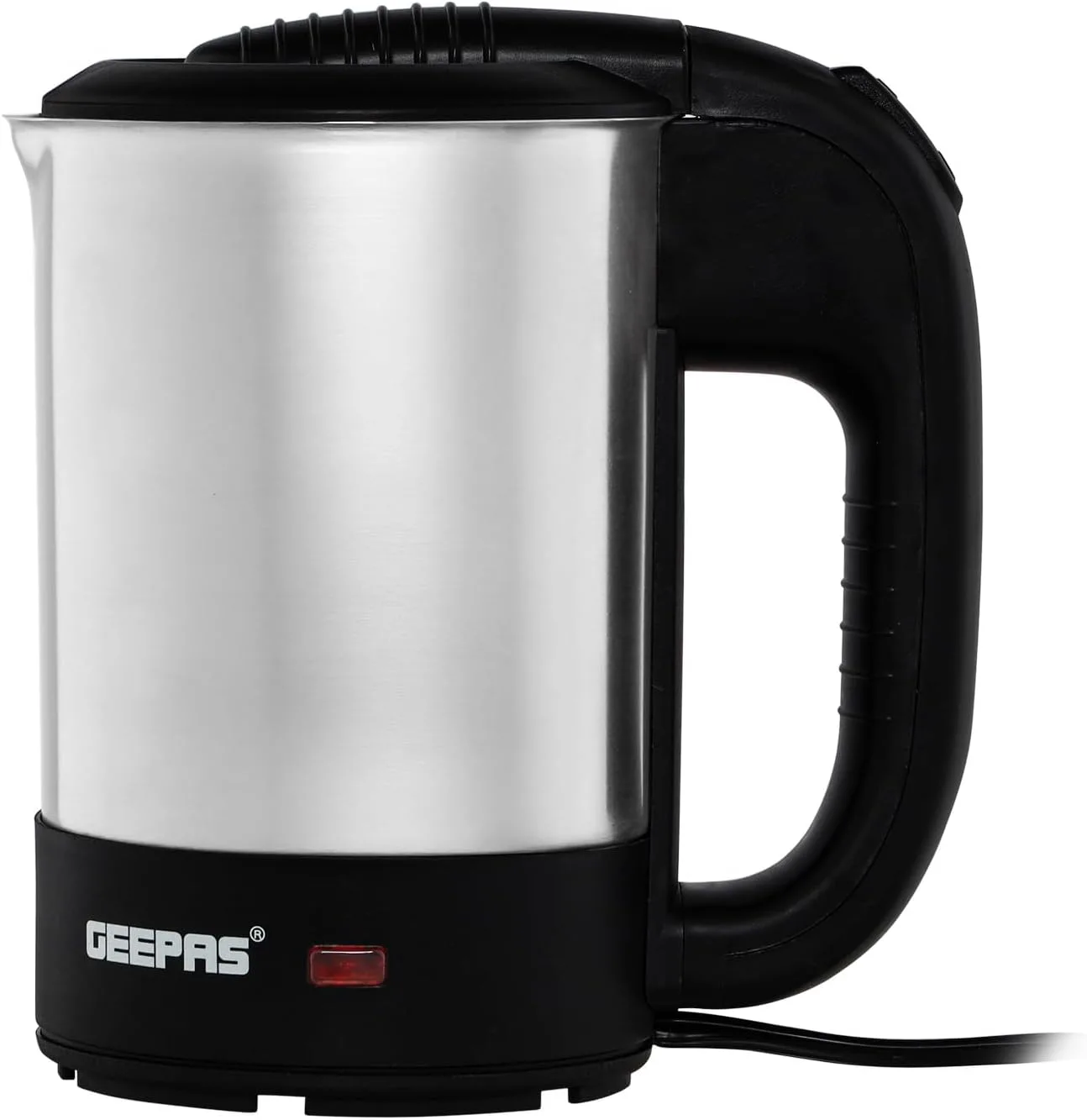 Geepas Stainless Steel Truck Kettle With 0.5L Capacity, GK38047 Concealed Heating Element Dry Boil & Overheating Protection ON/OFF Switch Indicator Light Auto Turn Off, Silver