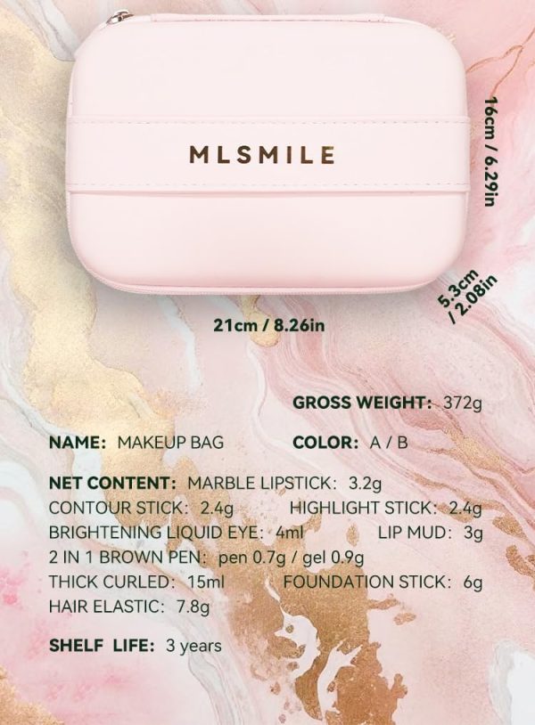⁦MAKEUP ENSEMBLE A - Comprehensive Cosmetic Set with Full-Face, Eye, Lip & Cheek Makeup, Including 2-in-1 Brow Gel, Brightening Liquid Eye Shadow, Plumping Lipstick in Rose Marble, Flawless Foundation⁩ - الصورة ⁦3⁩