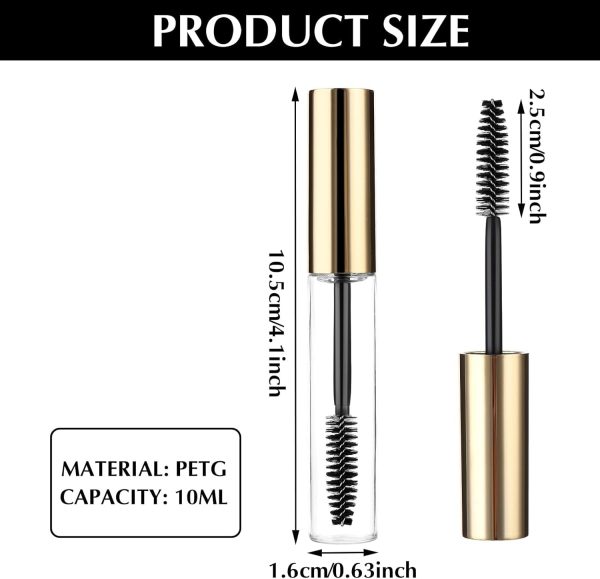 ⁦Tazweeq 10ml Empty Mascara Tube, 5pcs Clear Mascaras Tube with Wand, Mascara Tubes Empty for Castor Oil⁩ - الصورة ⁦4⁩