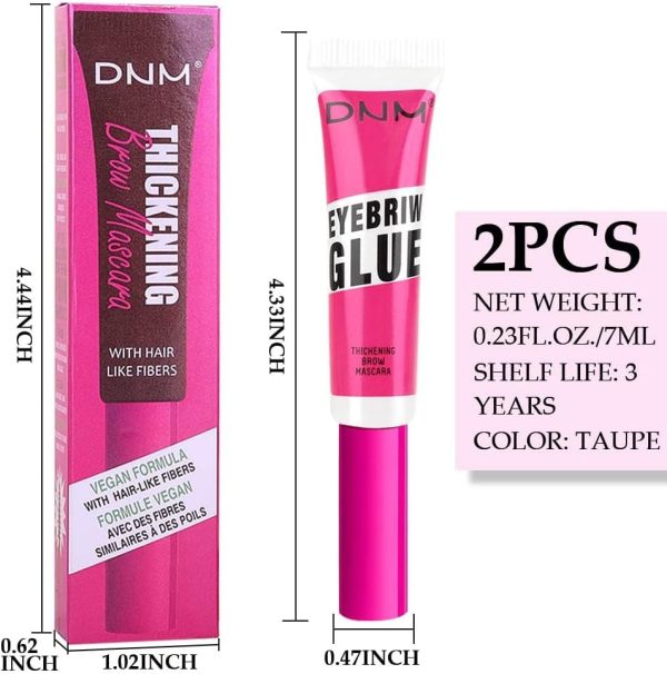 ⁦Excefore Tinted Thickening Brow Mascara,Brow Fast Sculpt,Waterproof, Transfer-proof, Brush to Fill in Eyebrows and Cover Gray Hairs, Cruelty Free, Light Medium Brown, 2 Pack(09 transparent brow glue)⁩ - الصورة ⁦6⁩